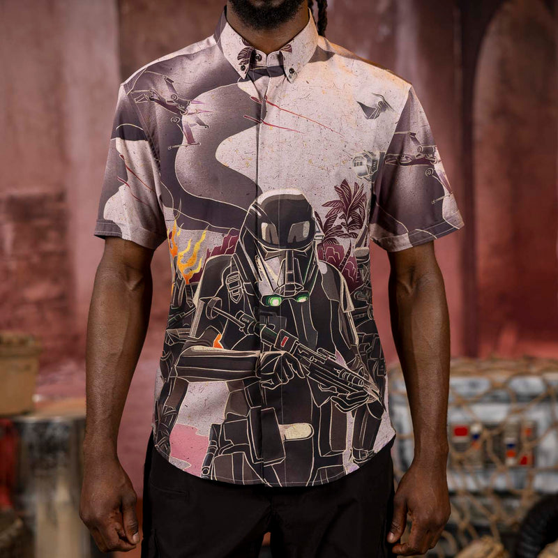 RSVLTS Death on the Dunes KUNUFLEX Short Sleeve Shirt in Gray — detail 6
