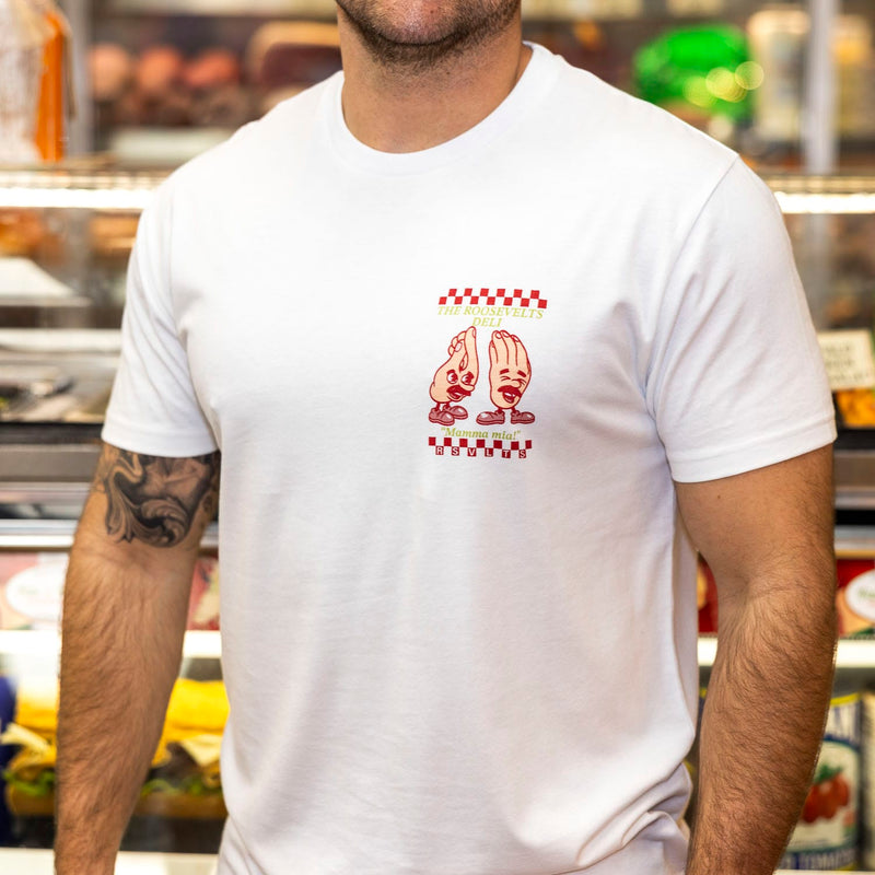 RSVLTS I Can Be Your Hero, Baby! Crewneck Tee in White — detail 6
