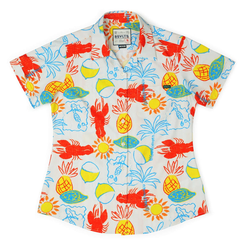 RSVLTS Sunbake Women's KUNUFLEX Short Sleeve Shirt in Orange — detail 2