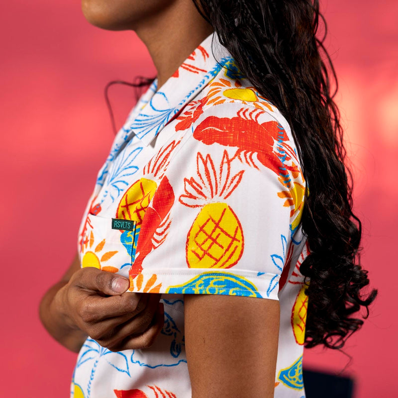 RSVLTS Sunbake Women's KUNUFLEX Short Sleeve Shirt in Orange — detail 5