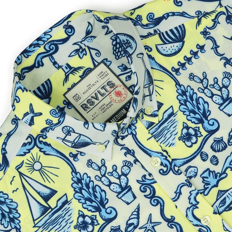 RSVLTS La Dolce Vita KUNUFLEX Short Sleeve Shirt in Blue — detail 7