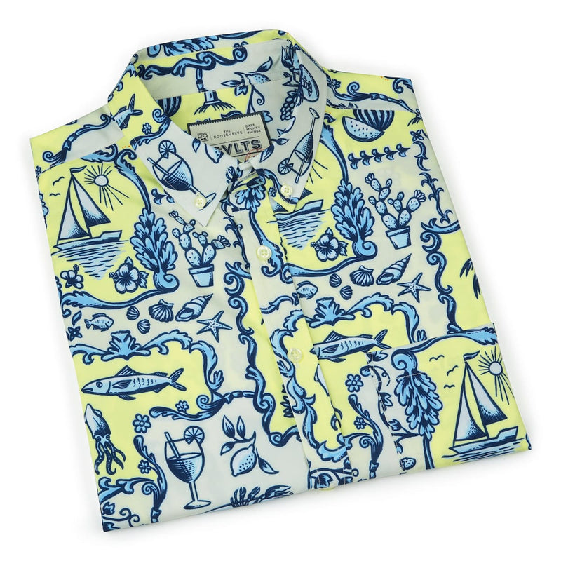 RSVLTS La Dolce Vita KUNUFLEX Short Sleeve Shirt in Blue — detail 9