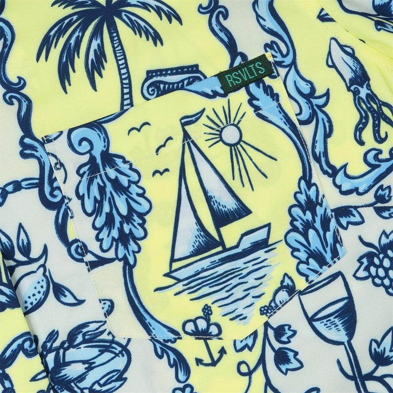 RSVLTS La Dolce Vita Women's KUNUFLEX Short Sleeve Shirt in Blue — detail 4