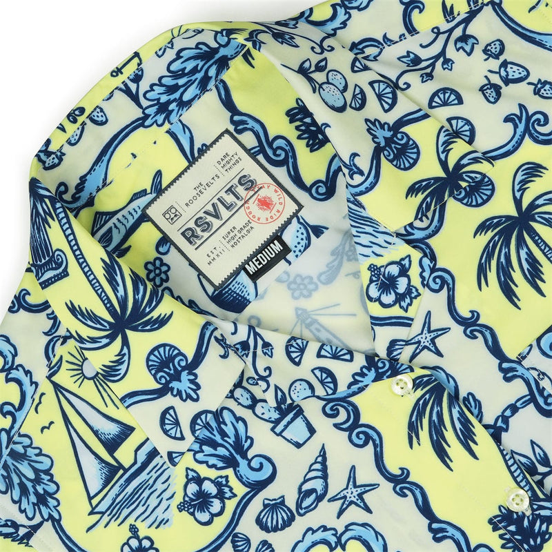 RSVLTS La Dolce Vita Women's KUNUFLEX Short Sleeve Shirt in Blue — detail 6