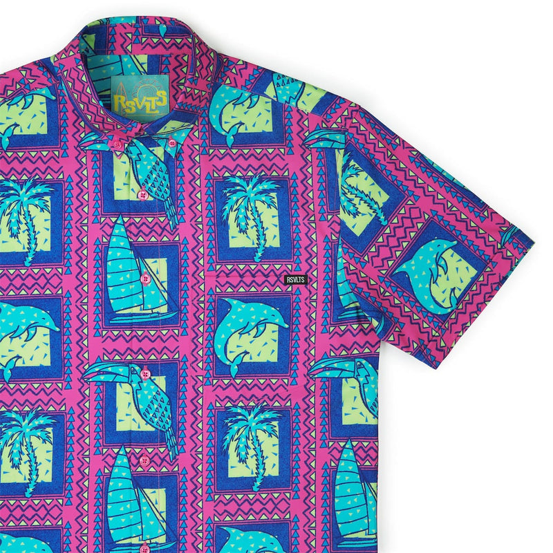 RSVLTS Tapa Tropic KUNUFLEX Short Sleeve Shirt in Pink — detail 2