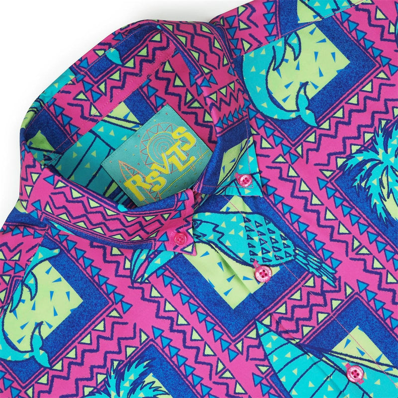 RSVLTS Tapa Tropic KUNUFLEX Short Sleeve Shirt in Pink — detail 6