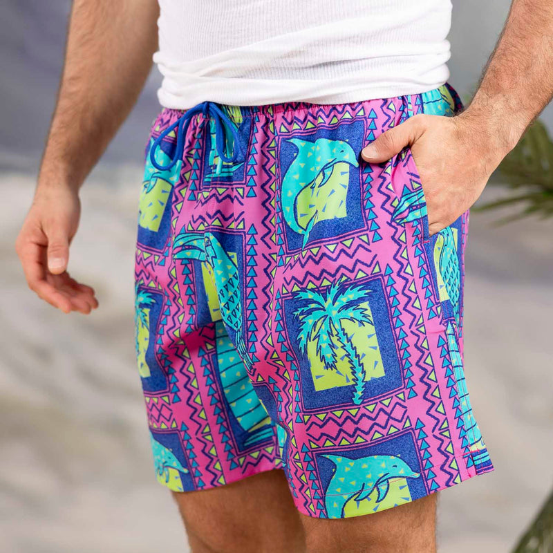 RSVLTS Tapa Tropic Hybrid Shorts in Pink — front view