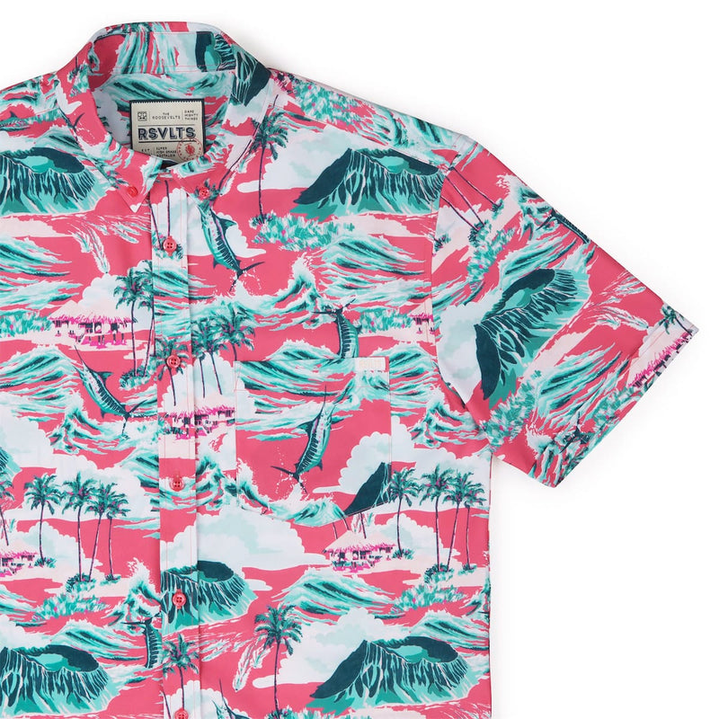 RSVLTS Marlin, P.I. KUNUFLEX Short Sleeve Shirt in Pink — detail 2