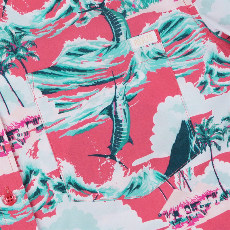 RSVLTS Marlin, P.I. KUNUFLEX Short Sleeve Shirt in Pink — detail 4