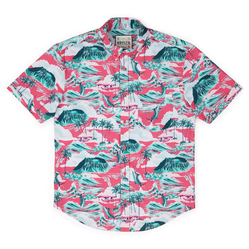 RSVLTS Marlin, P.I. KUNUFLEX Short Sleeve Shirt in Pink — detail 5