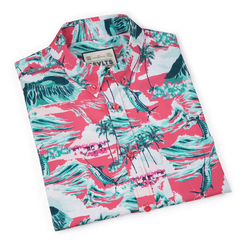 RSVLTS Marlin, P.I. KUNUFLEX Short Sleeve Shirt in Pink — detail 8