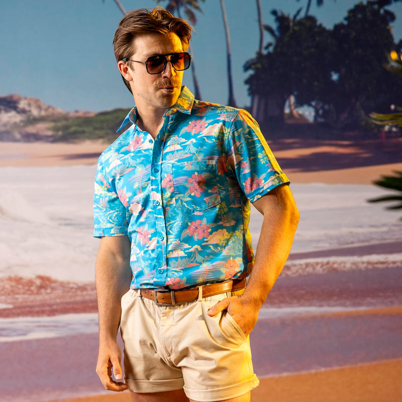 RSVLTS Magnum Tide KUNUFLEX Short Sleeve Shirt in Blue — detail 3