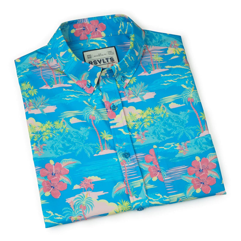 RSVLTS Magnum Tide KUNUFLEX Short Sleeve Shirt in Blue — detail 8