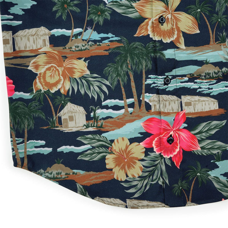RSVLTS Cabana Noir KUNUFLEX Short Sleeve Shirt in Black — detail 7