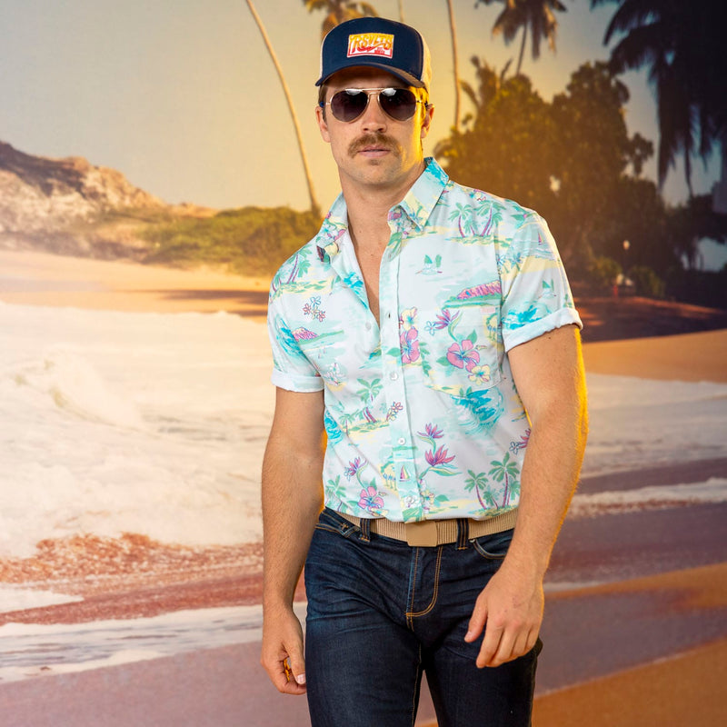 RSVLTS Renegade Reef KUNUFLEX Short Sleeve Shirt in Green — detail 3