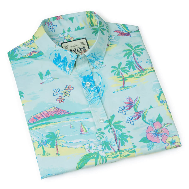 RSVLTS Renegade Reef KUNUFLEX Short Sleeve Shirt in Green — detail 8