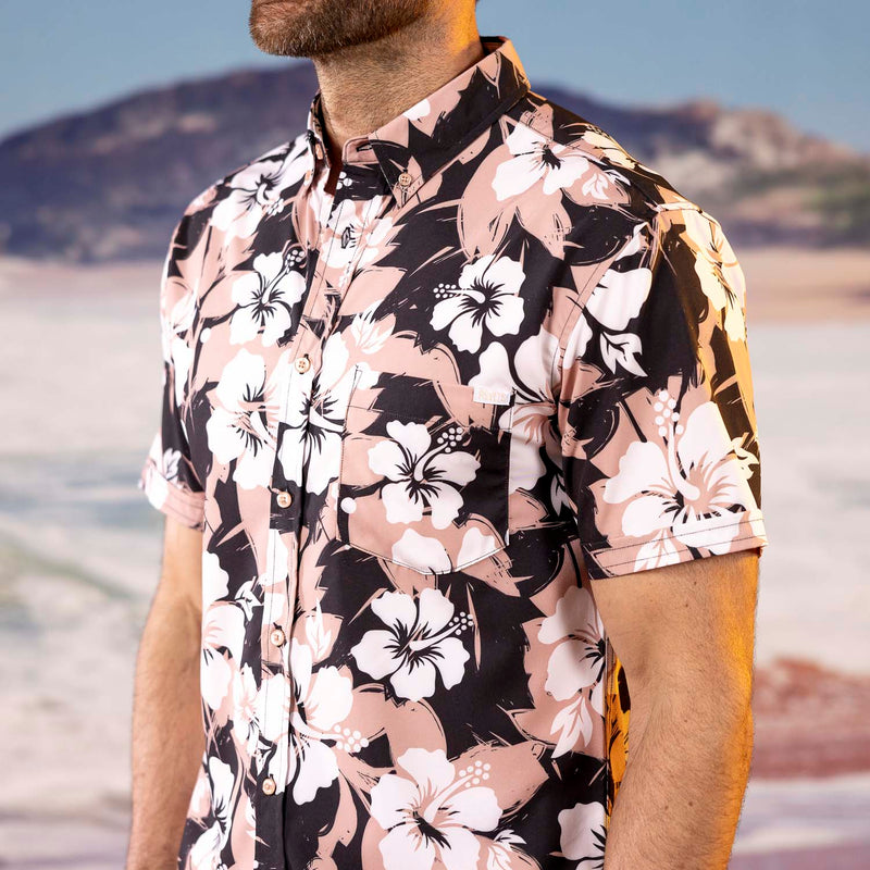 RSVLTS Hibiscus Explosion KUNUFLEX Short Sleeve Shirt in Multicolor — front view