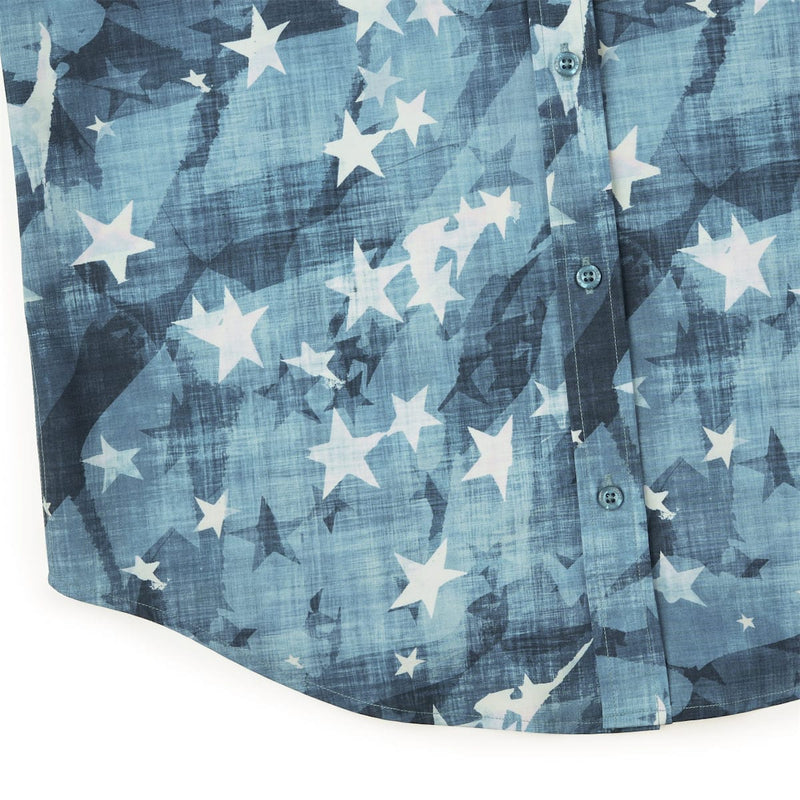 RSVLTS Star-Spangled Banger KUNUFLEX Short Sleeve Shirt in Blue — detail 7