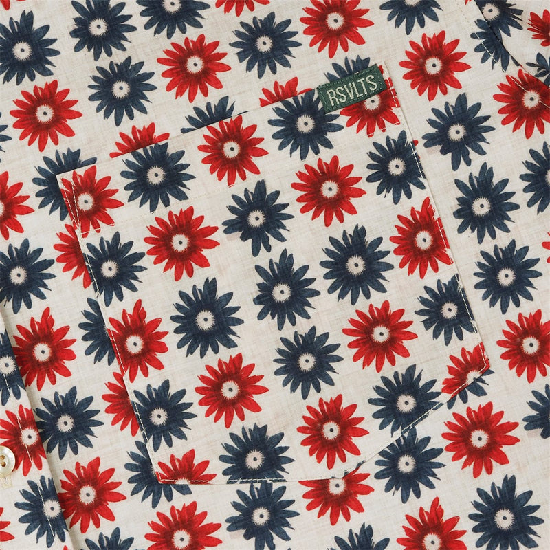 RSVLTS Freedom Flowers KUNUFLEX Short Sleeve Shirt in Blue — detail 4