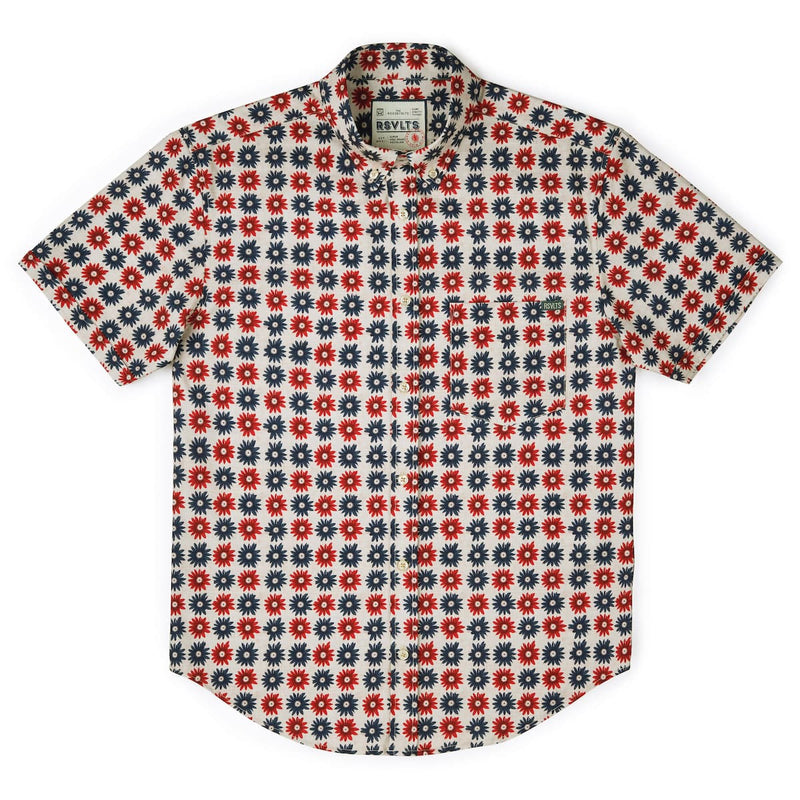 RSVLTS Freedom Flowers KUNUFLEX Short Sleeve Shirt in Blue — detail 5