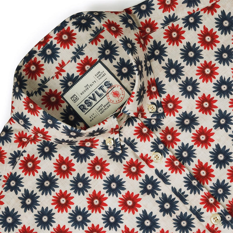RSVLTS Freedom Flowers KUNUFLEX Short Sleeve Shirt in Blue — detail 6