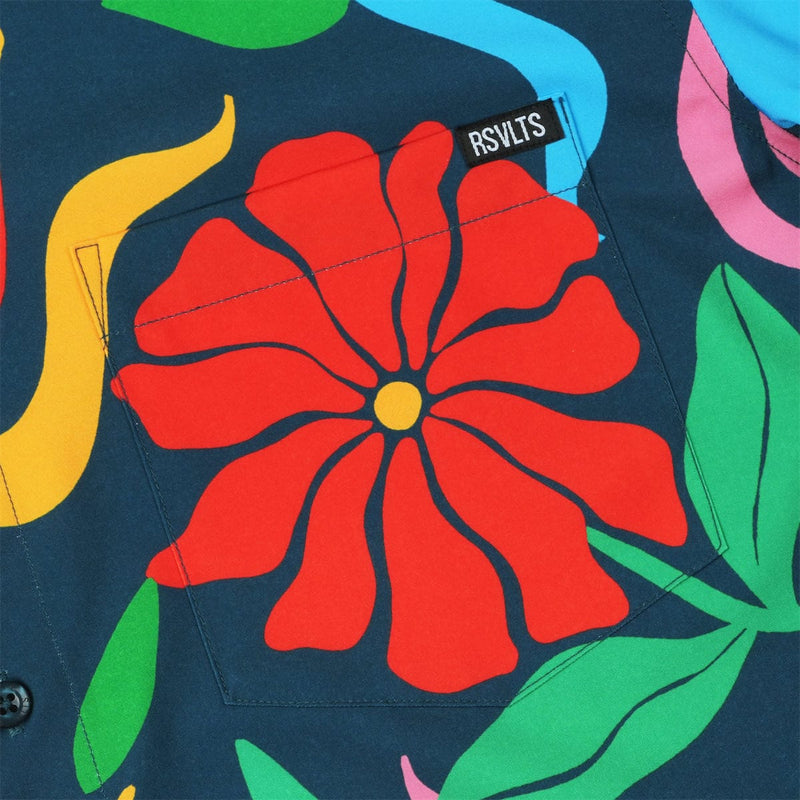 RSVLTS BIG Groovy Garden KUNUFLEX Short Sleeve Shirt in Black — detail 2