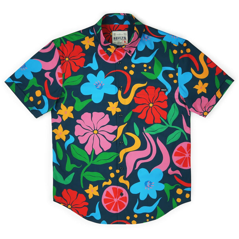 RSVLTS BIG Groovy Garden KUNUFLEX Short Sleeve Shirt in Black — detail 3