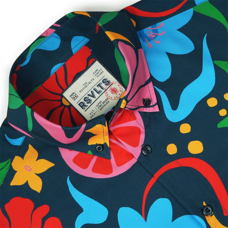RSVLTS BIG Groovy Garden KUNUFLEX Short Sleeve Shirt in Black — detail 4