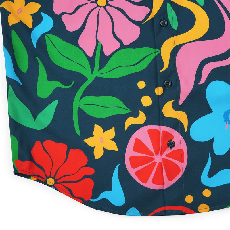 RSVLTS BIG Groovy Garden KUNUFLEX Short Sleeve Shirt in Black — detail 5