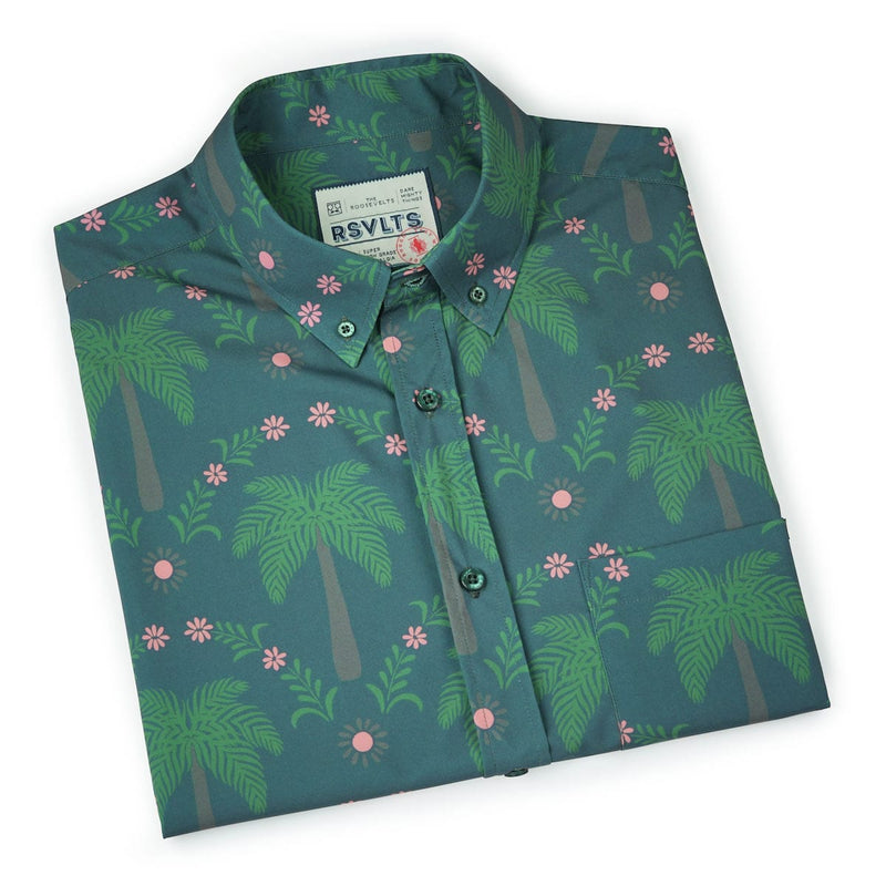 RSVLTS BIG Keep Palm KUNUFLEX Short Sleeve Shirt in Green — detail 6