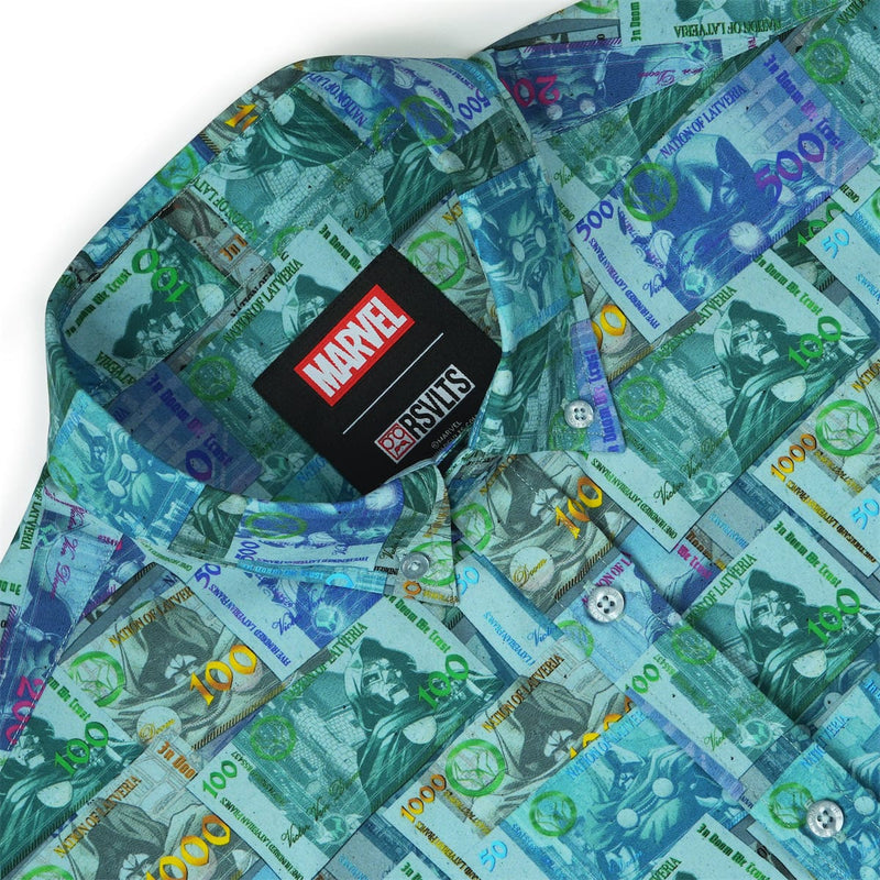 RSVLTS Victor's Spoils KUNUFLEX Short Sleeve Shirt in Blue — detail 6