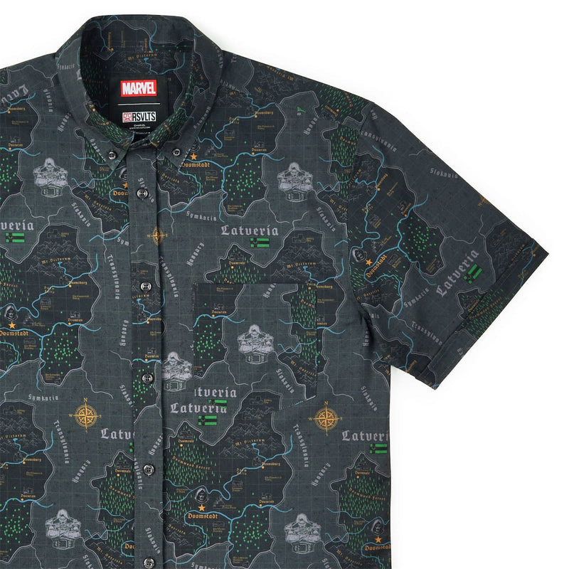 RSVLTS The Legend of Latveria KUNUFLEX Short Sleeve Shirt in Green — front view