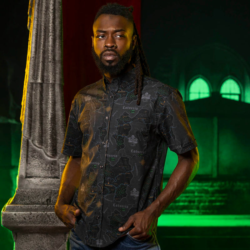 RSVLTS The Legend of Latveria KUNUFLEX Short Sleeve Shirt in Green — detail 2
