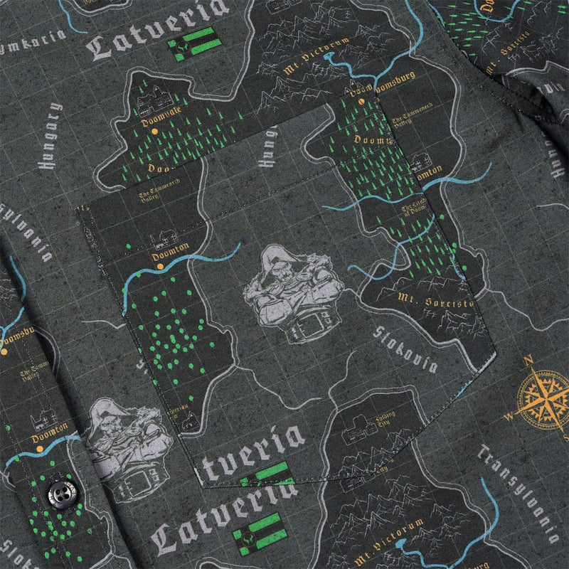 RSVLTS The Legend of Latveria KUNUFLEX Short Sleeve Shirt in Green — detail 3