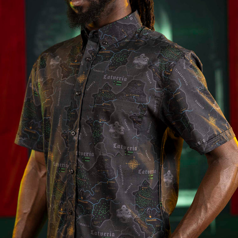 RSVLTS The Legend of Latveria KUNUFLEX Short Sleeve Shirt in Green — detail 4