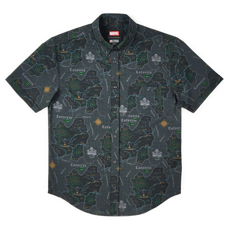 RSVLTS The Legend of Latveria KUNUFLEX Short Sleeve Shirt in Green — detail 5