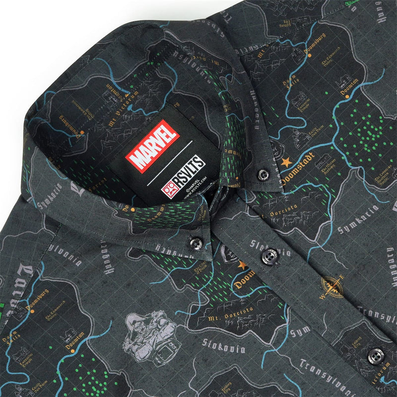 RSVLTS The Legend of Latveria KUNUFLEX Short Sleeve Shirt in Green — detail 6