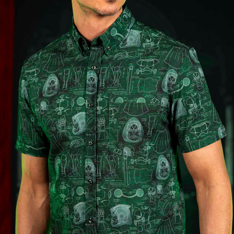 RSVLTS Doom-prints KUNUFLEX Short Sleeve Shirt in Green — detail 4