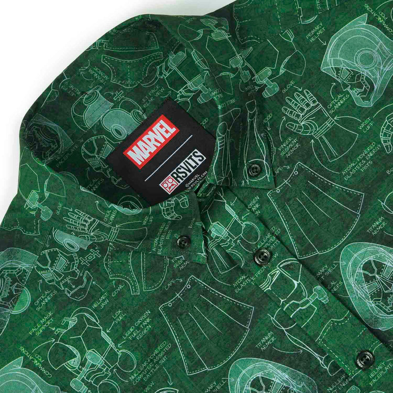 RSVLTS Doom-prints KUNUFLEX Short Sleeve Shirt in Green — detail 7