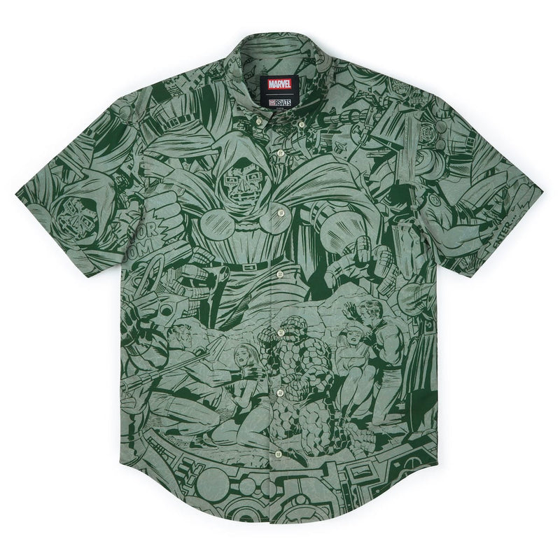 RSVLTS Impending Doom KUNUFLEX Short Sleeve Shirt in Green — front view