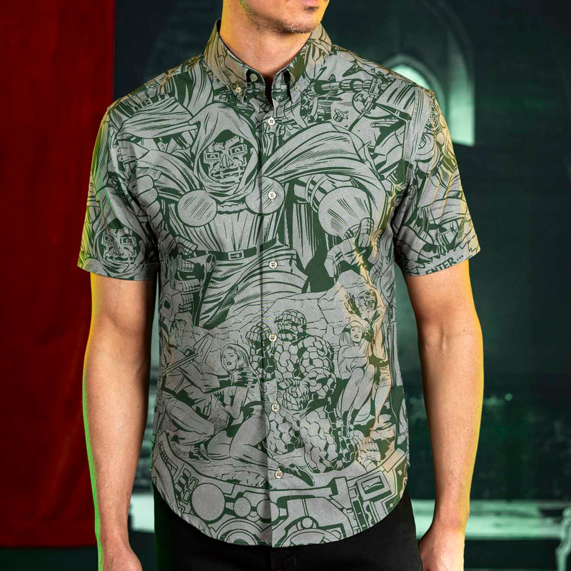 RSVLTS Impending Doom KUNUFLEX Short Sleeve Shirt in Green — detail 6