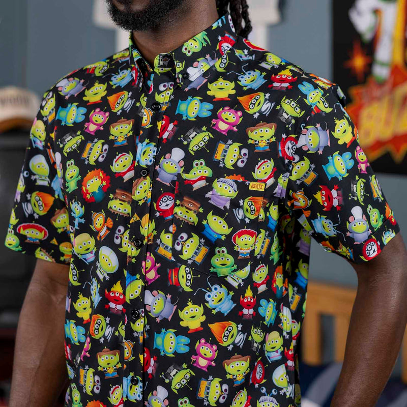RSVLTS Cosmic Costumes KUNUFLEX Short Sleeve Shirt in Black — detail 2