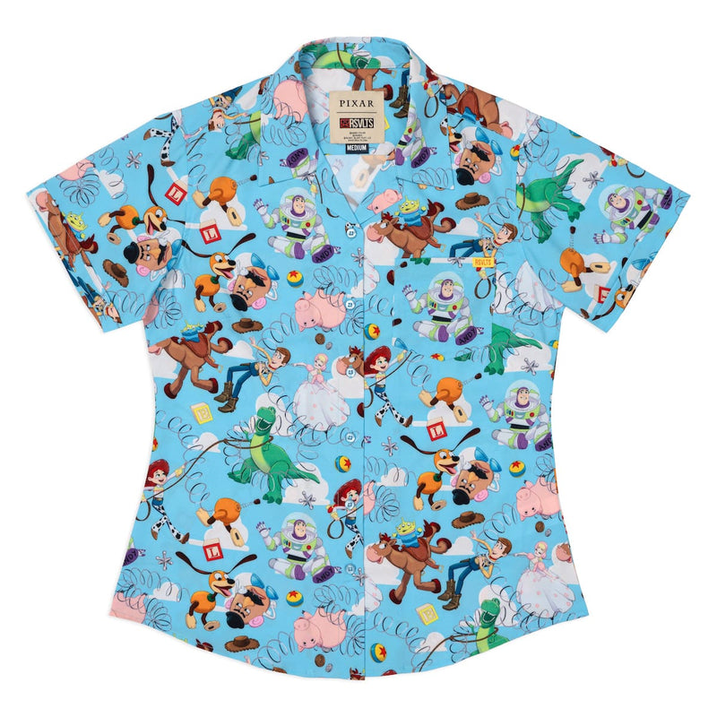 RSVLTS Andy's Toy Box Women's KUNUFLEX Short Sleeve Shirt in Blue — detail 2
