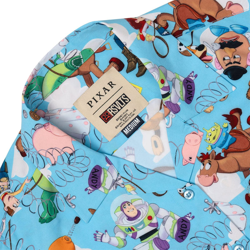 RSVLTS Andy's Toy Box Women's KUNUFLEX Short Sleeve Shirt in Blue — detail 6