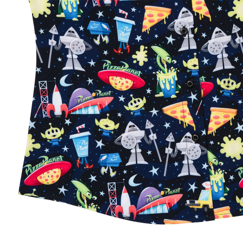 RSVLTS What a Spaceport! Women's KUNUFLEX Short Sleeve Shirt in Black — detail 4