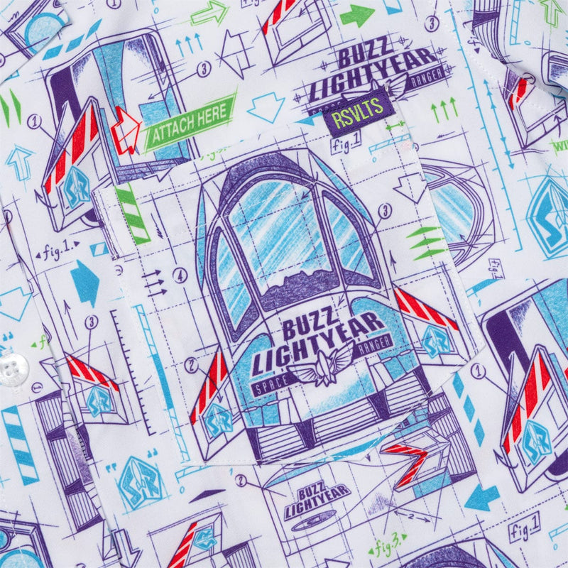 RSVLTS Space Ranger Schematics Women's KUNUFLEX Short Sleeve Shirt in Blue — detail 4