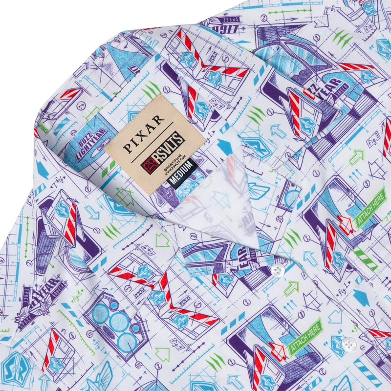 RSVLTS Space Ranger Schematics Women's KUNUFLEX Short Sleeve Shirt in Blue — detail 6