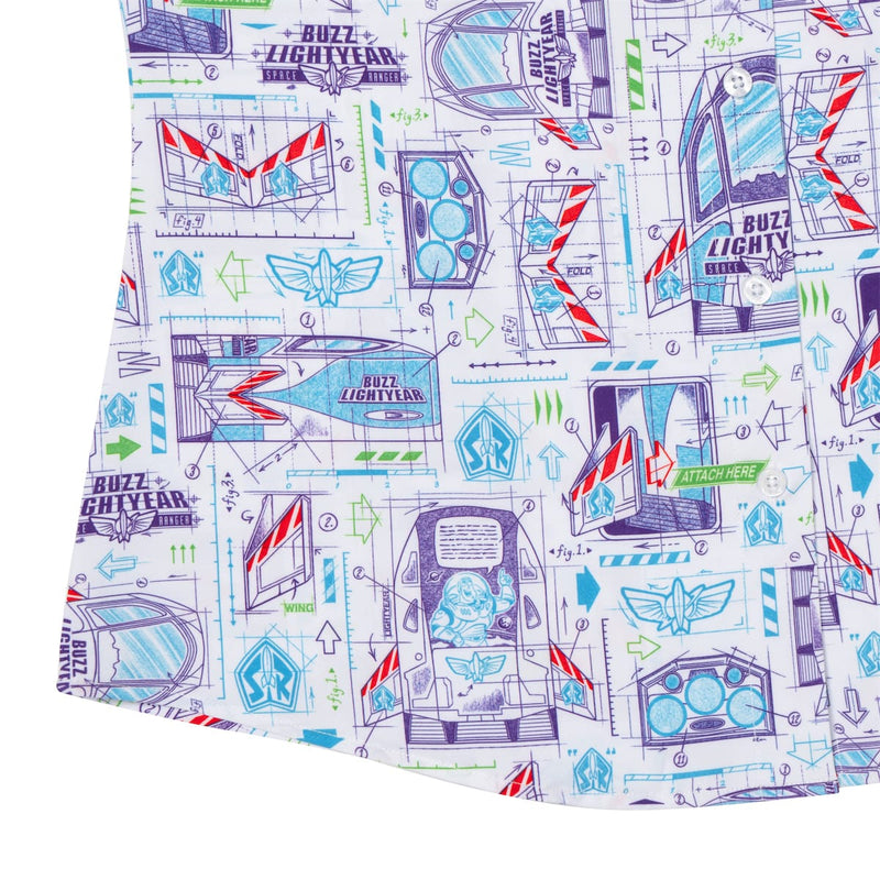 RSVLTS Space Ranger Schematics Women's KUNUFLEX Short Sleeve Shirt in Blue — detail 7