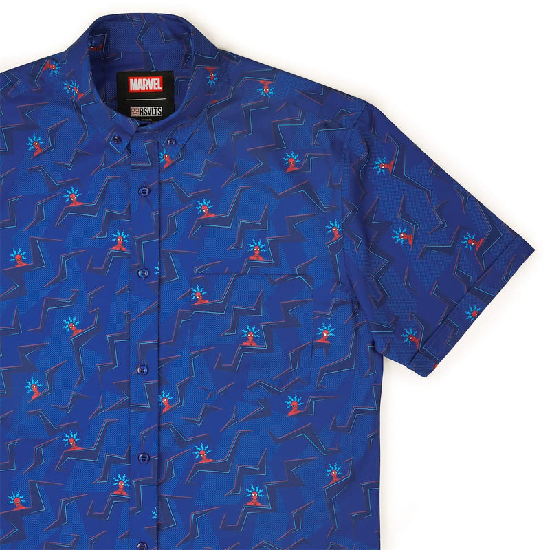 RSVLTS High Alert KUNUFLEX Short Sleeve Shirt in Blue — front view