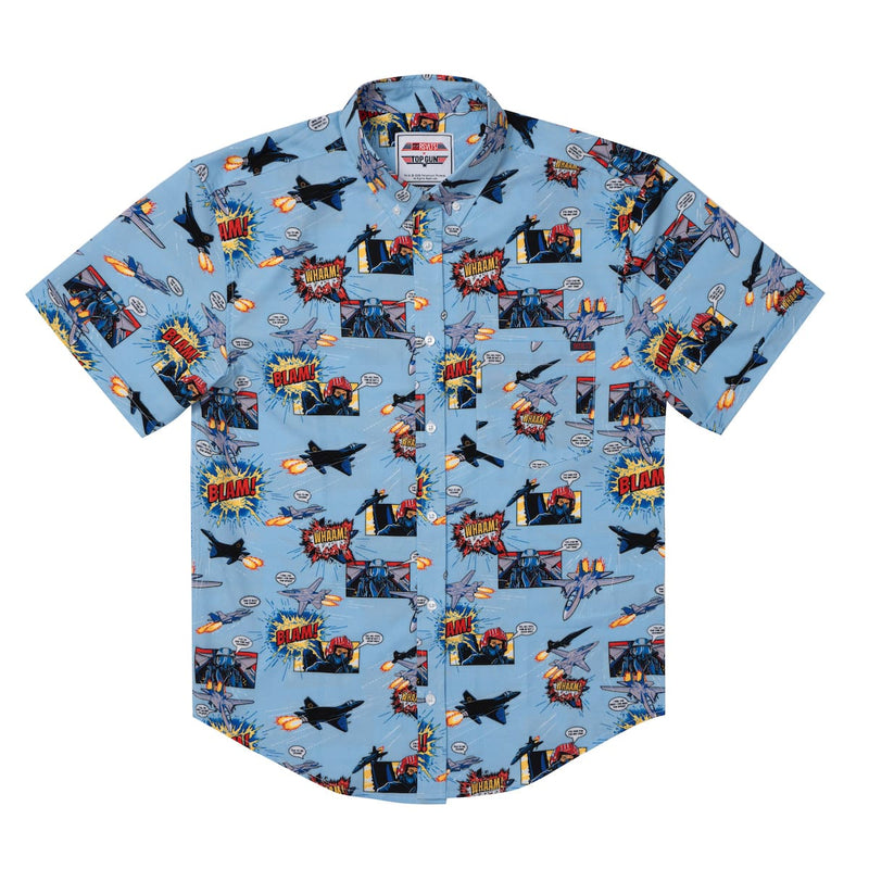 RSVLTS Blasting Bogeys KUNUFLEX Short Sleeve Shirt in Blue — detail 5